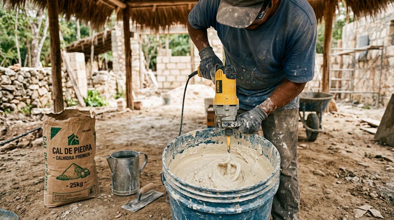 Gâchage de la base : 5 à 6 litres d'eau par sac de 20 kg