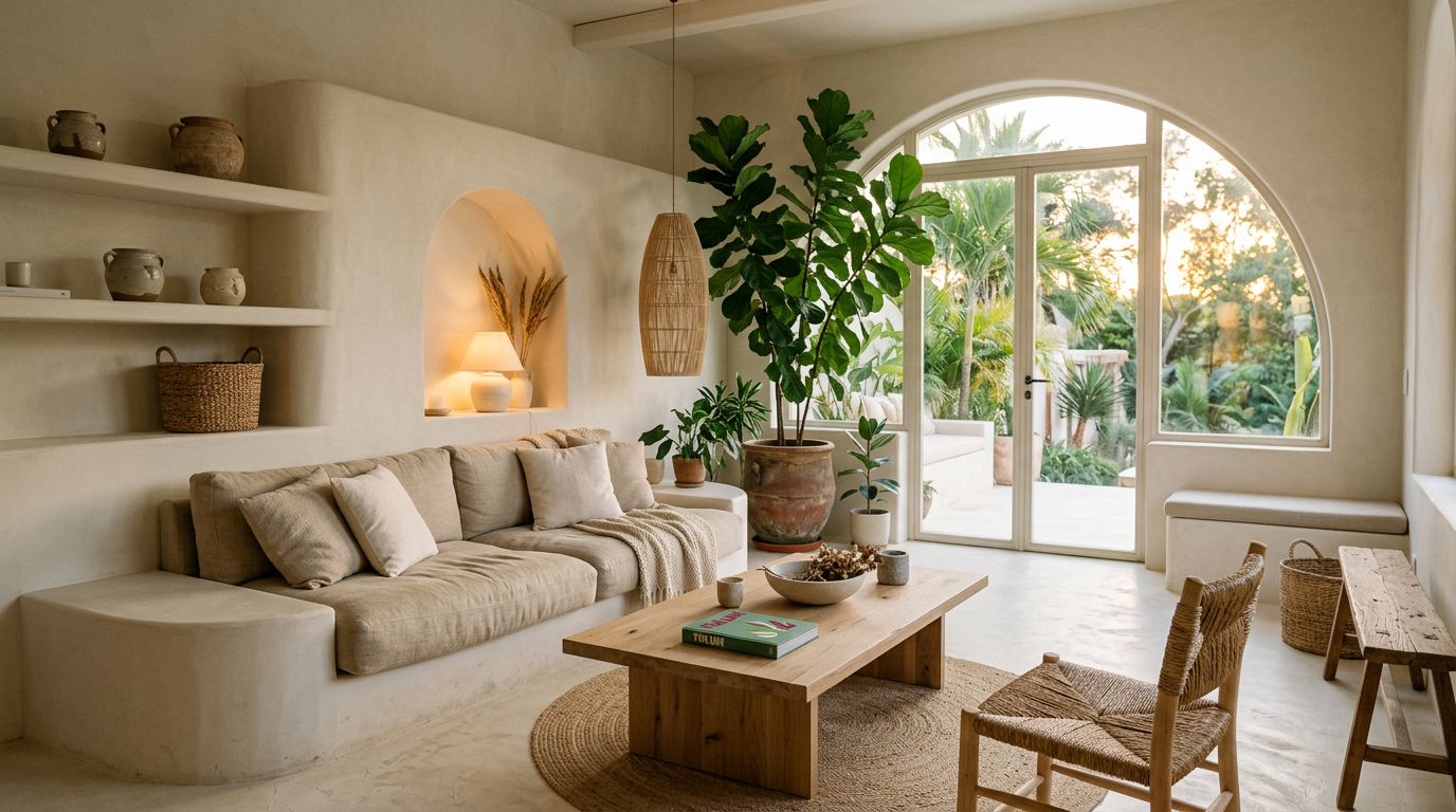Sol en chukum dans un intérieur moderne avec finition naturelle ivoire