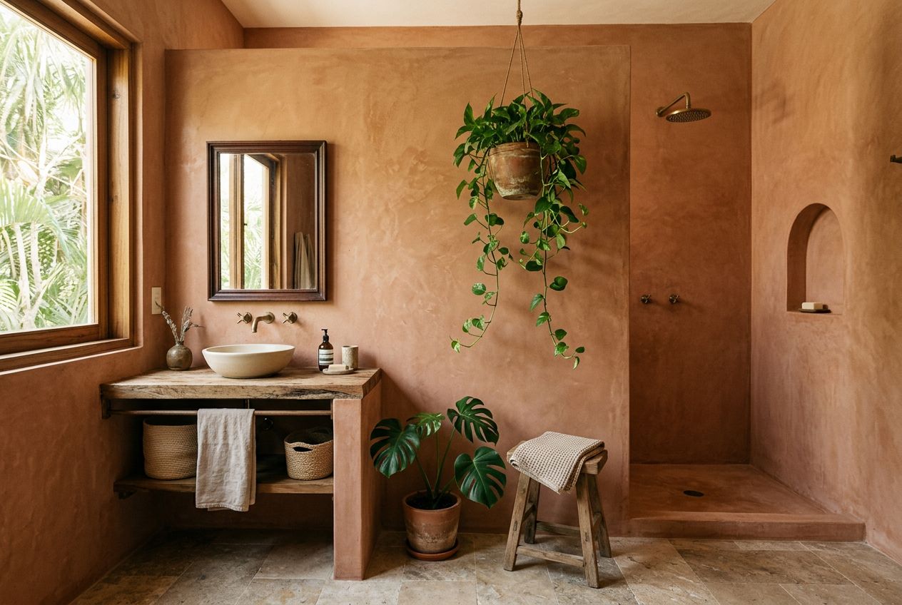 Salle de bain rénovée avec chukum sur ancien carrelage