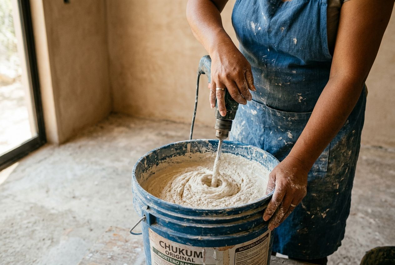 Préparation du mélange d'enduit chukum professionnel
