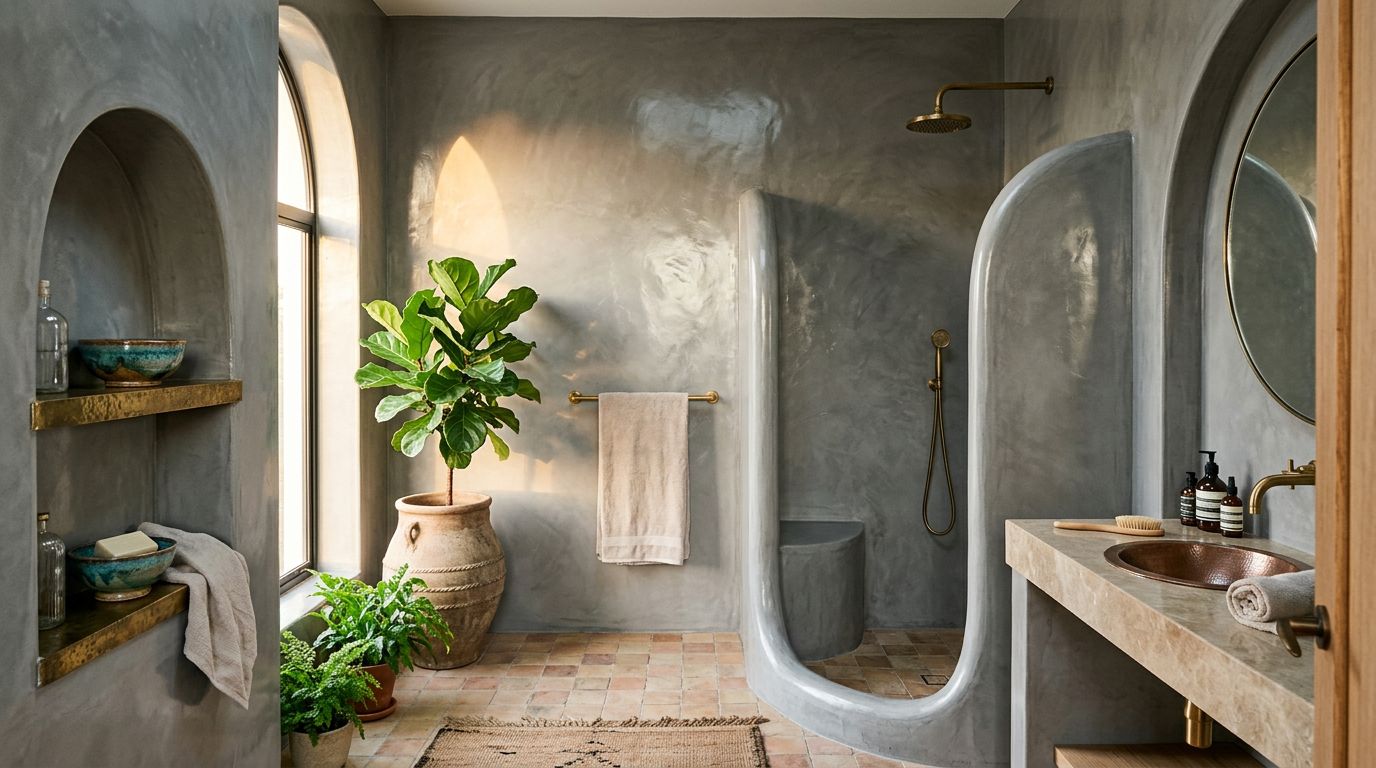 Salle de bain moderne avec tadelakt marocain étanche